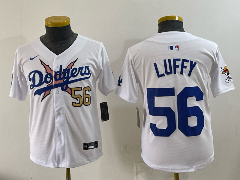 Youth Los Angeles Dodgers #56 Luffy white Game 2026 Nike MLB Jersey 0727002->youth mlb jersey->Youth Jersey
